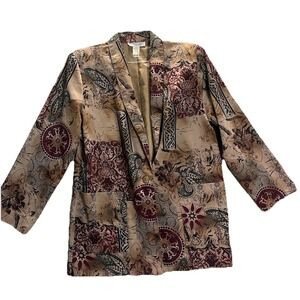 Kensington Square Women's Blazer Floral Paisley 90s Made USA VTG Brown Size M